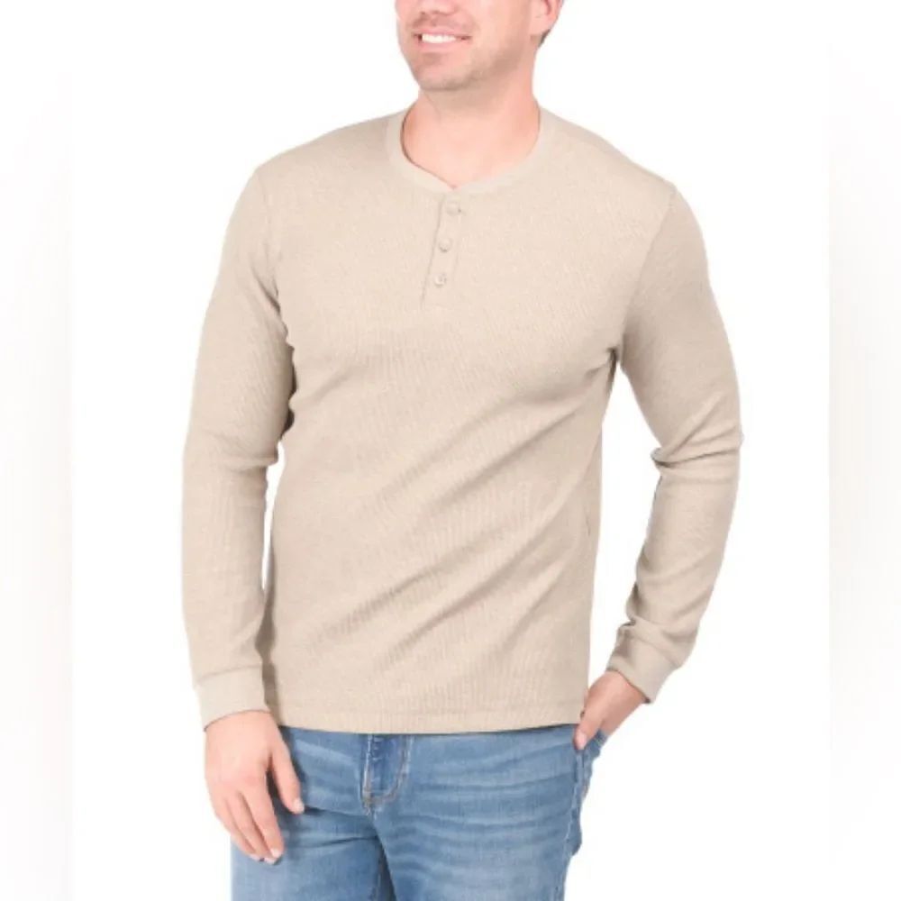 Eddie Bauer XL Dark Khaki Men’s Favorite Classic Long Sleeve 3 Button Henley